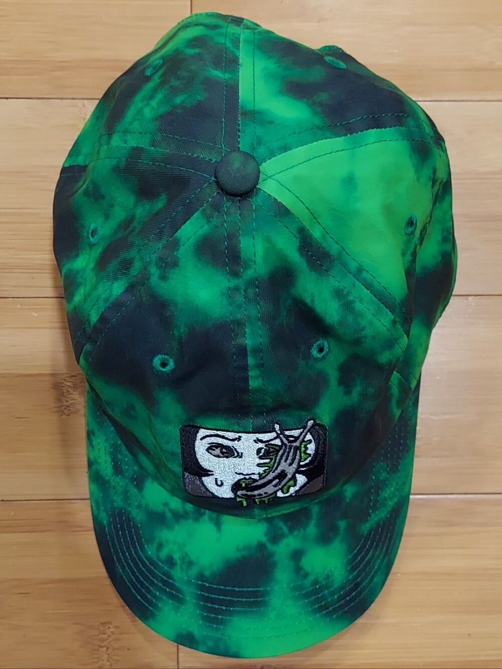 Spencer's Junji Ito Slug Girl Green & Black Tie Dye Dad Hat Baseball Hat - Picture 2 of 7